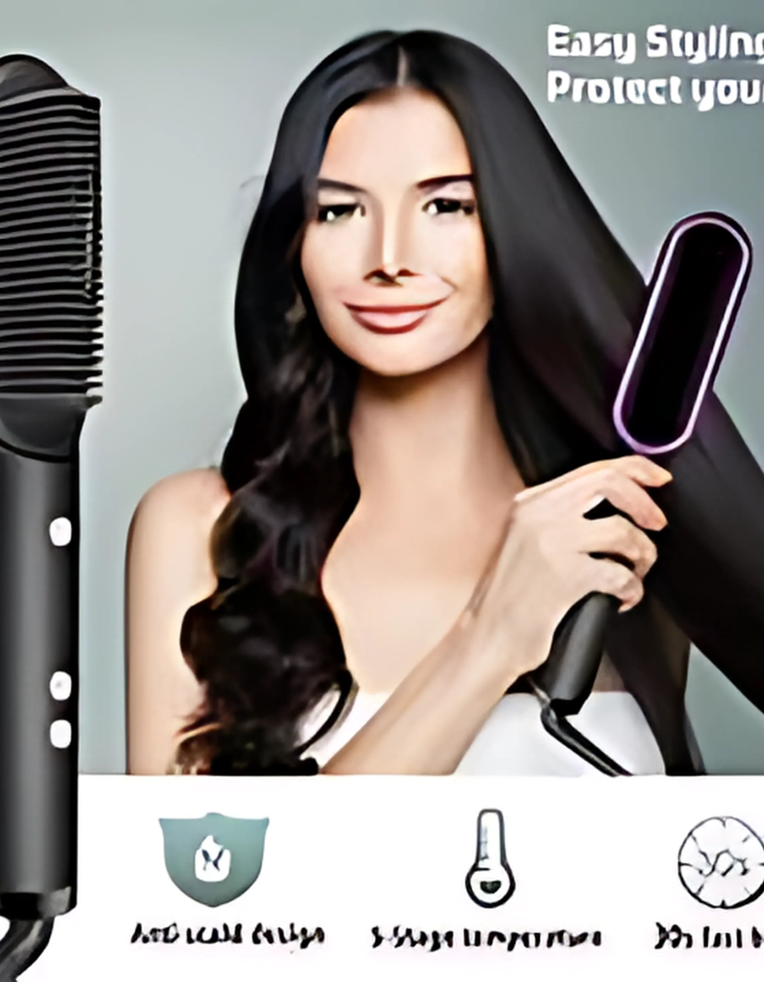 2 in 1 Electric Hair Straightener Brush