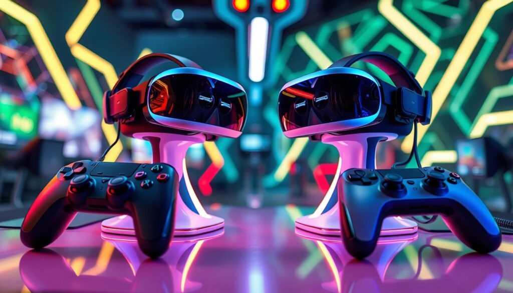 VR headsets and game controllers